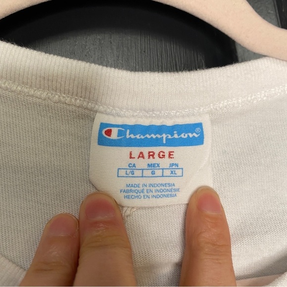 Vintage Champion Large Logo Spell Out Short Sleeve T-Shirt Cotton Size Large - Picture 5 of 8